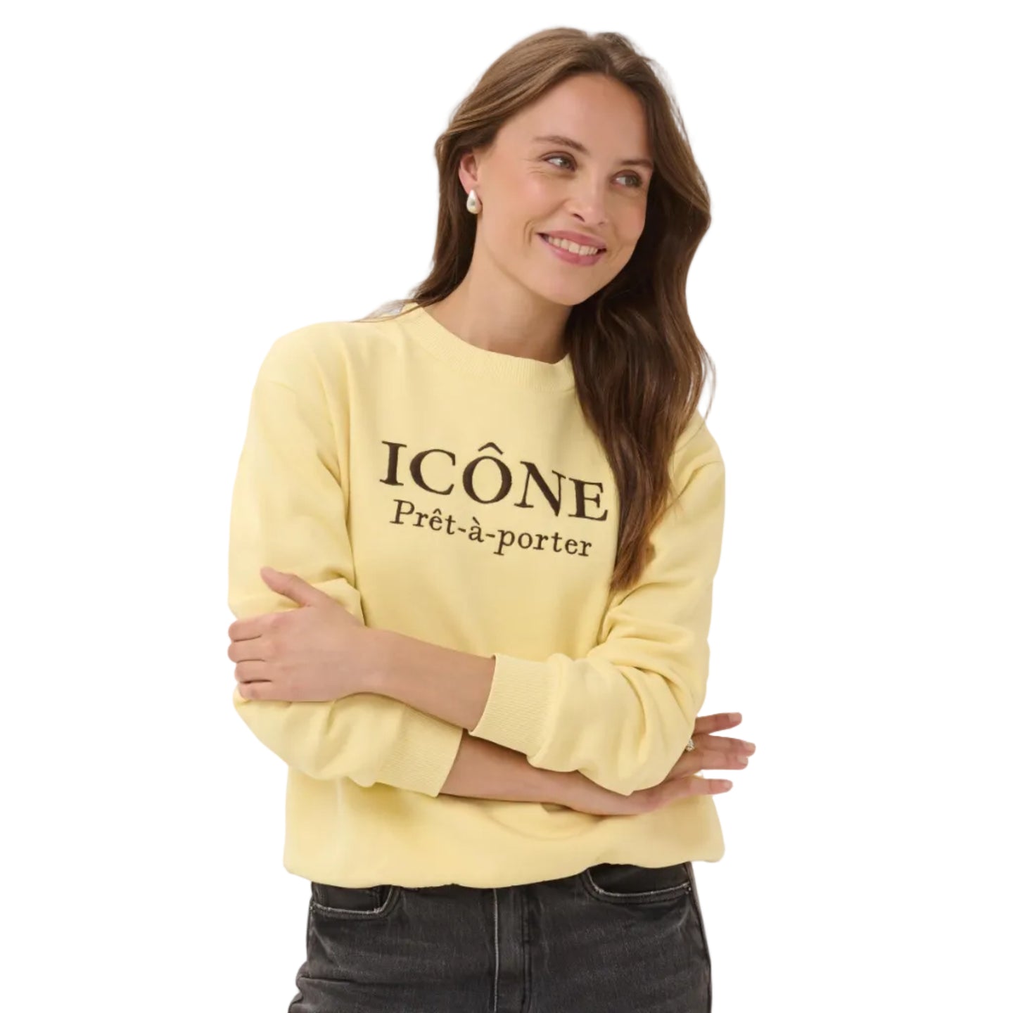 Kaffe women's yellow slogan sweatshirt