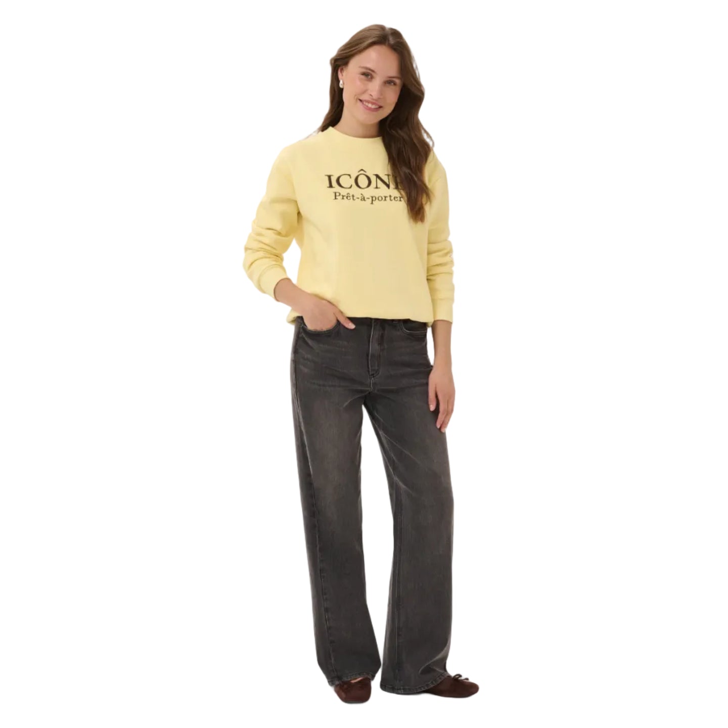 Kaffe women's yellow slogan sweatshirt