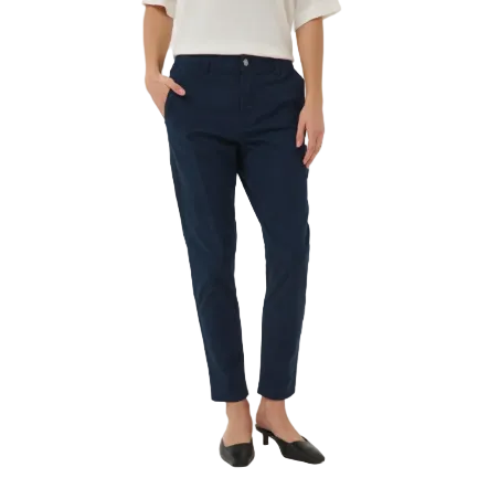 Kaffe women's KAlandi slim fit chino trousers in midnight marine navy