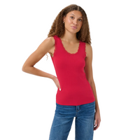 Kaffe women's Omi ribbed lace trim vest top in crimson red