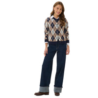 Kaffe Womens Cardigan Harlow Graphite/Desert Taupe/Chalk