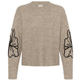 Kaffe Womens Jumper Erin Embroidery Desert Taupe/Black Flower