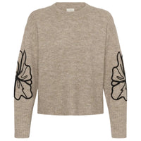 Kaffe Womens Jumper Erin Embroidery Desert Taupe/Black Flower