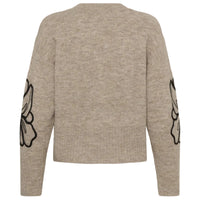 Kaffe Womens Jumper Erin Embroidery Desert Taupe/Black Flower
