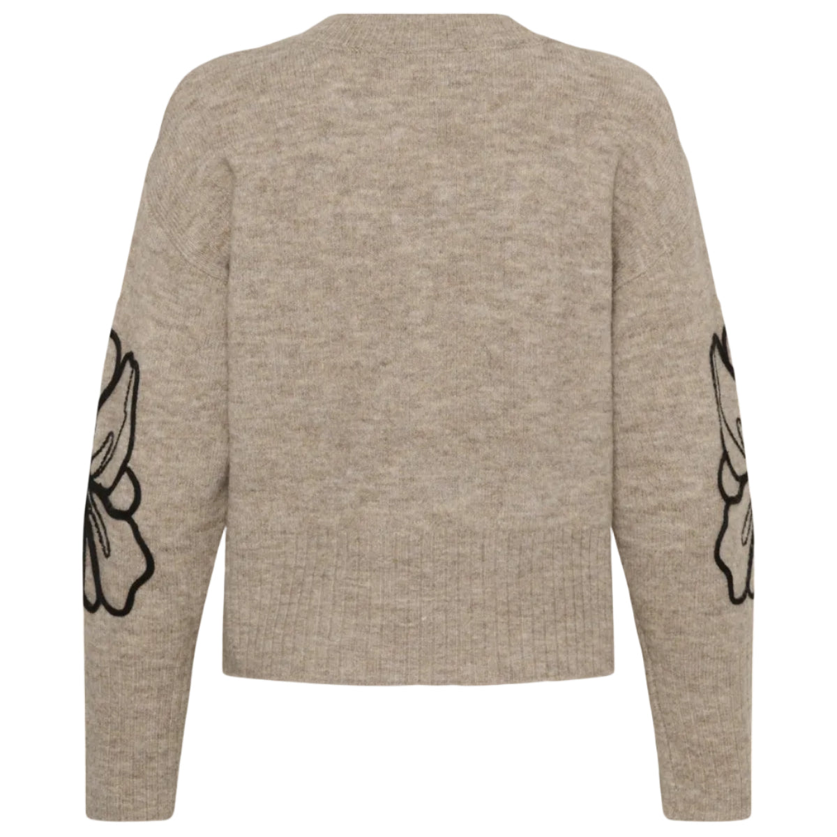 Kaffe Womens Jumper Erin Embroidery Desert Taupe/Black Flower