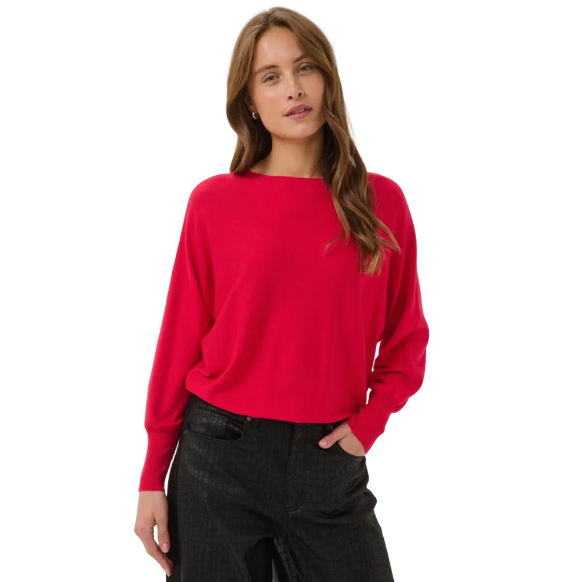 Kaffe Womens Jumper Lizza Batwing Crimson