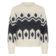 Kaffe Womens Jumper Rhonda Knit Whisper White/Dark Grey Melange