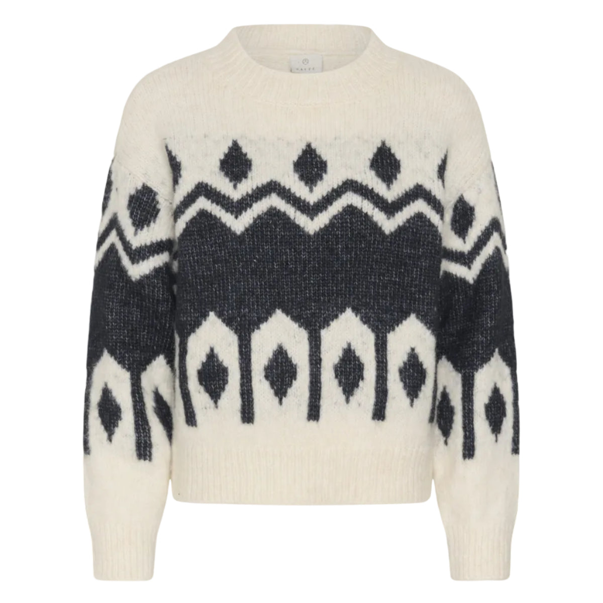 Kaffe Womens Jumper Rhonda Knit Whisper White/Dark Grey Melange