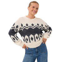 Kaffe Womens Jumper Rhonda Knit Whisper White/Dark Grey Melange