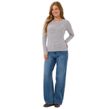 Kaffe Womens T-Shirt Liddy Chalk/Graphite/Blue Heart