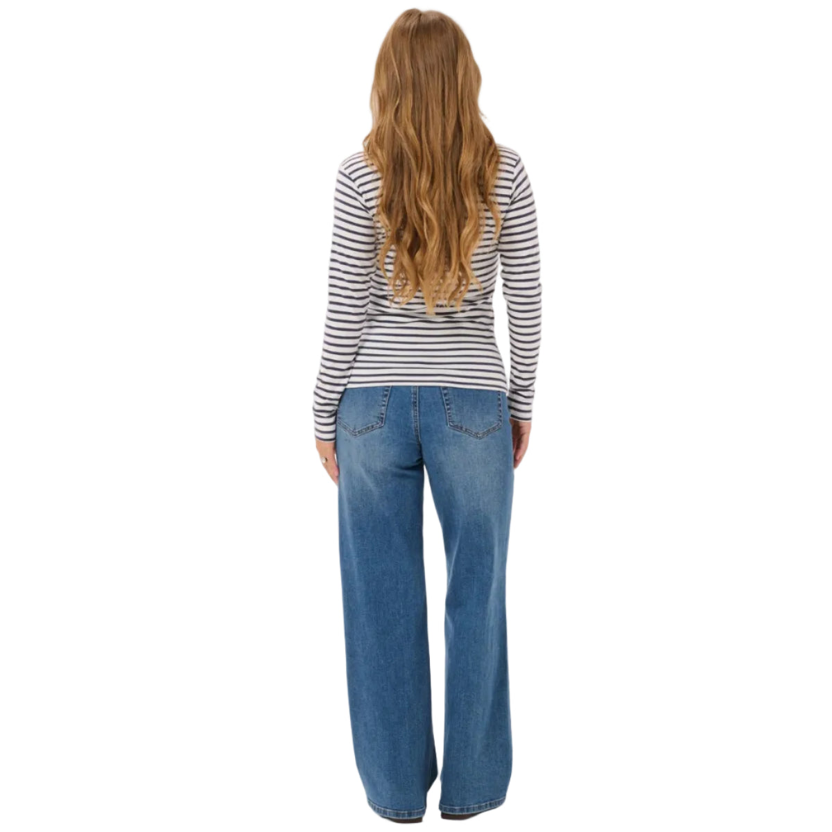 Kaffe Womens T-Shirt Liddy Chalk/Graphite/Blue Heart
