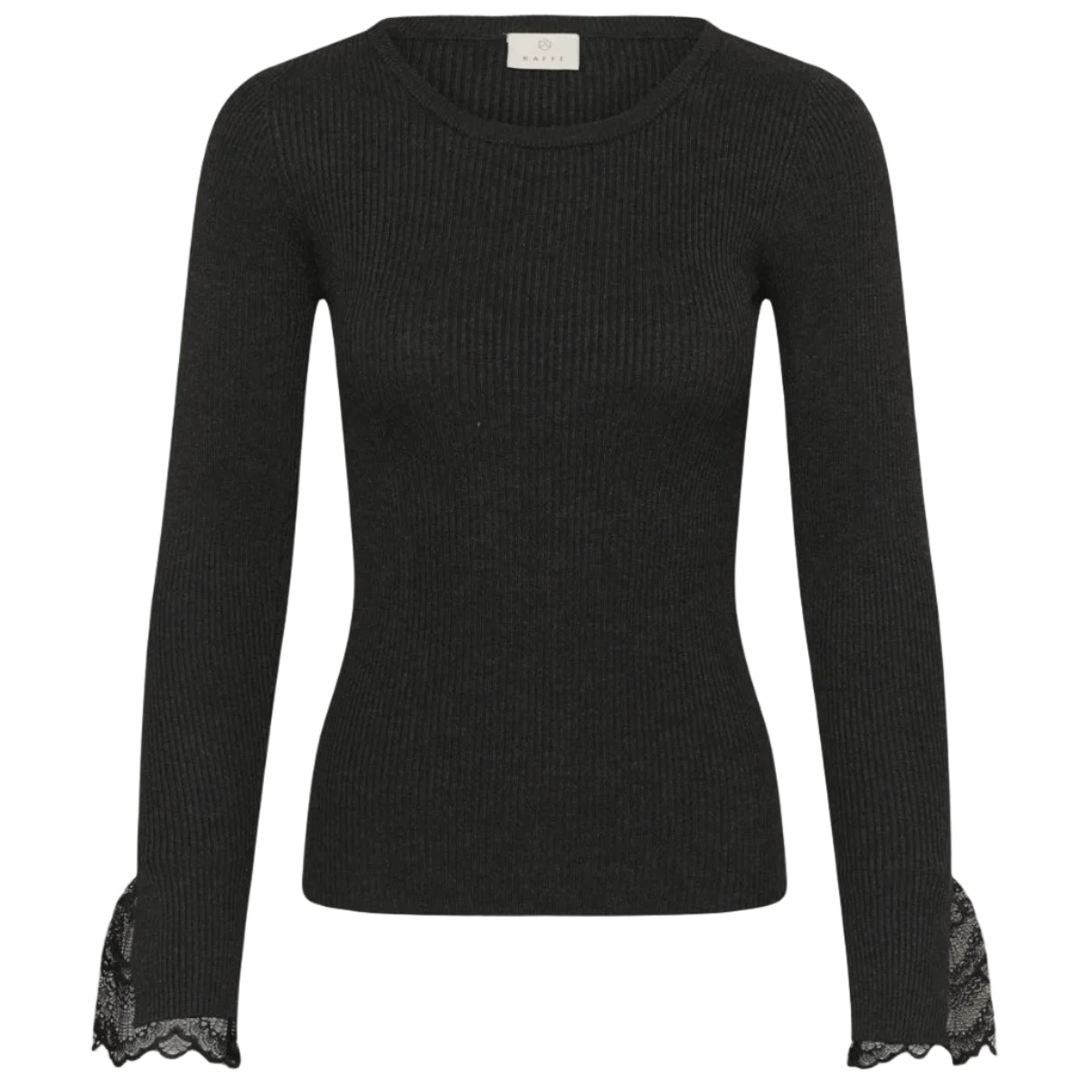 Kaffe women's Amalia knit top in dark grey melange
