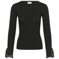 Kaffe Womens Top Amalia Knit Dark Grey Melange
