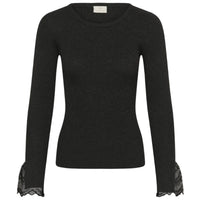 Kaffe Womens Top Amalia Knit Dark Grey Melange