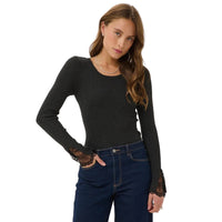 Kaffe Womens Top Amalia Knit Dark Grey Melange