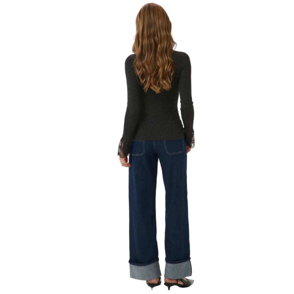 Kaffe Womens Top Amalia Knit Dark Grey Melange