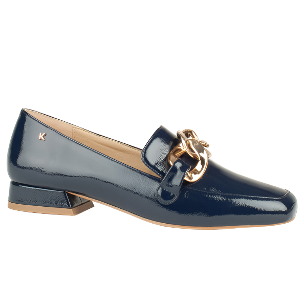 Navy blue patent leather top loafers