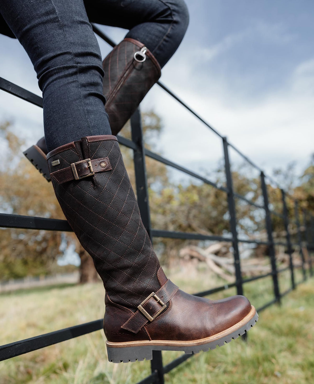 Barbour Womens Knee High Boots Willow Dark Brown Donaghys