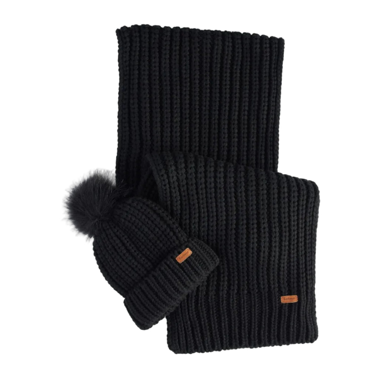 Barbour Womens Beanie/Scarf Saltburn Gift Set Black