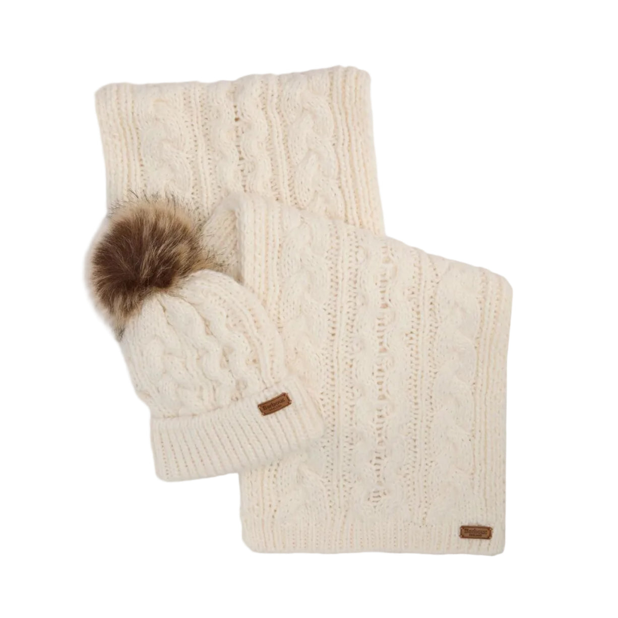 Barbour Womens Beanie/Scarf Penshaw Gift Set Cloud