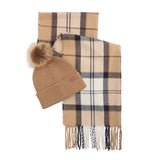 Barbour Womens Beanie/Scarf Dover Hailes Gift Set Hessian Tartan