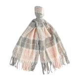 Barbour Womens Beanie/Scarf Saltburn Tartan Gift Set Grey Rose