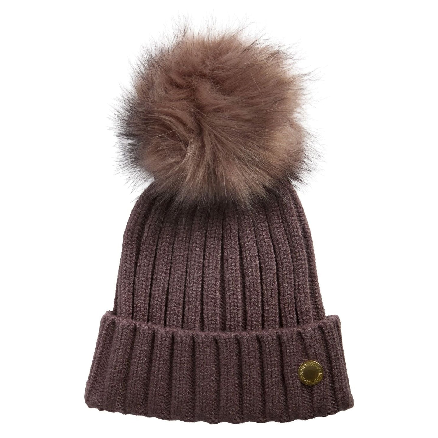 Barbour women's brown knitted beanie hat