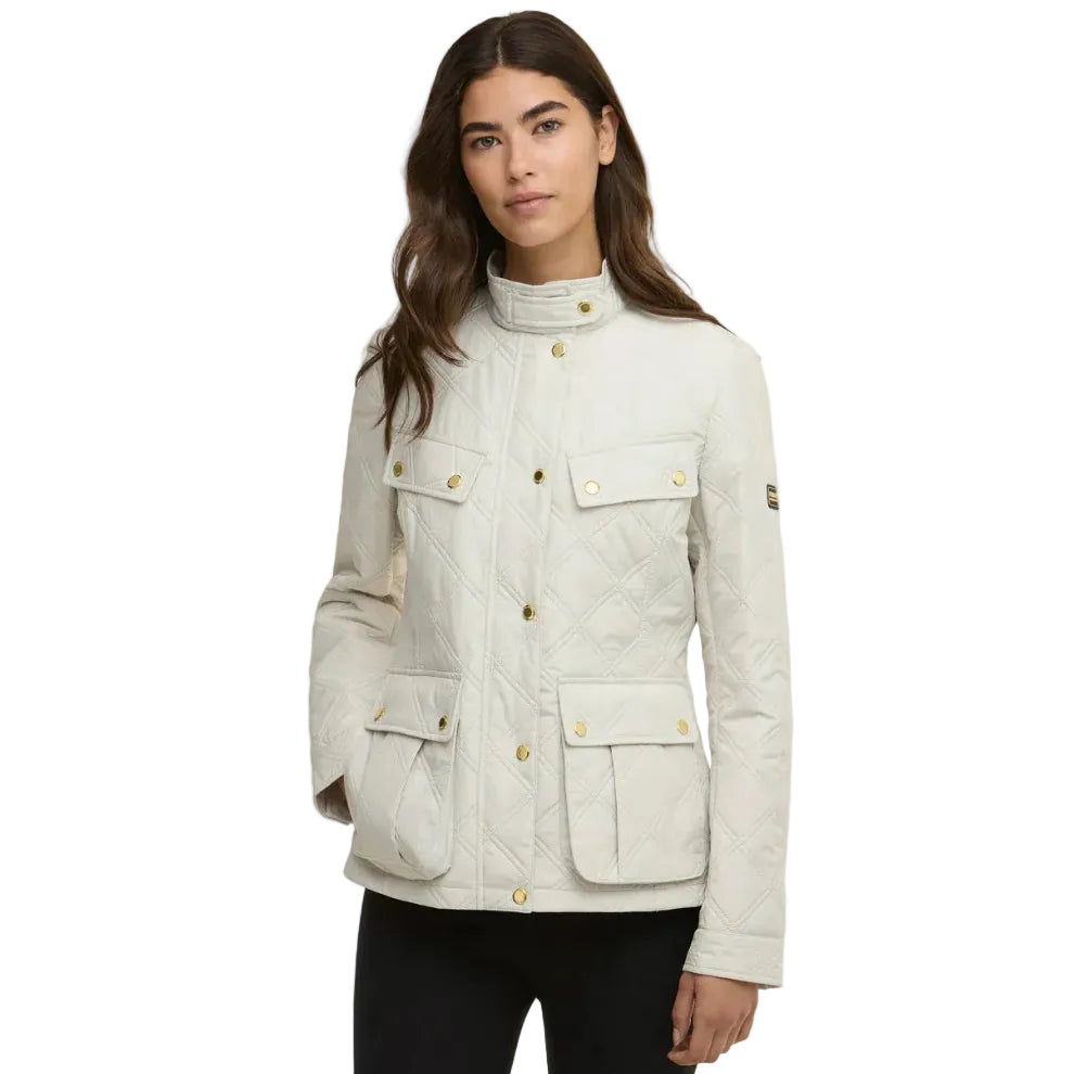 Barbour International Womens Jacket Halsey Quilted Silver Birch