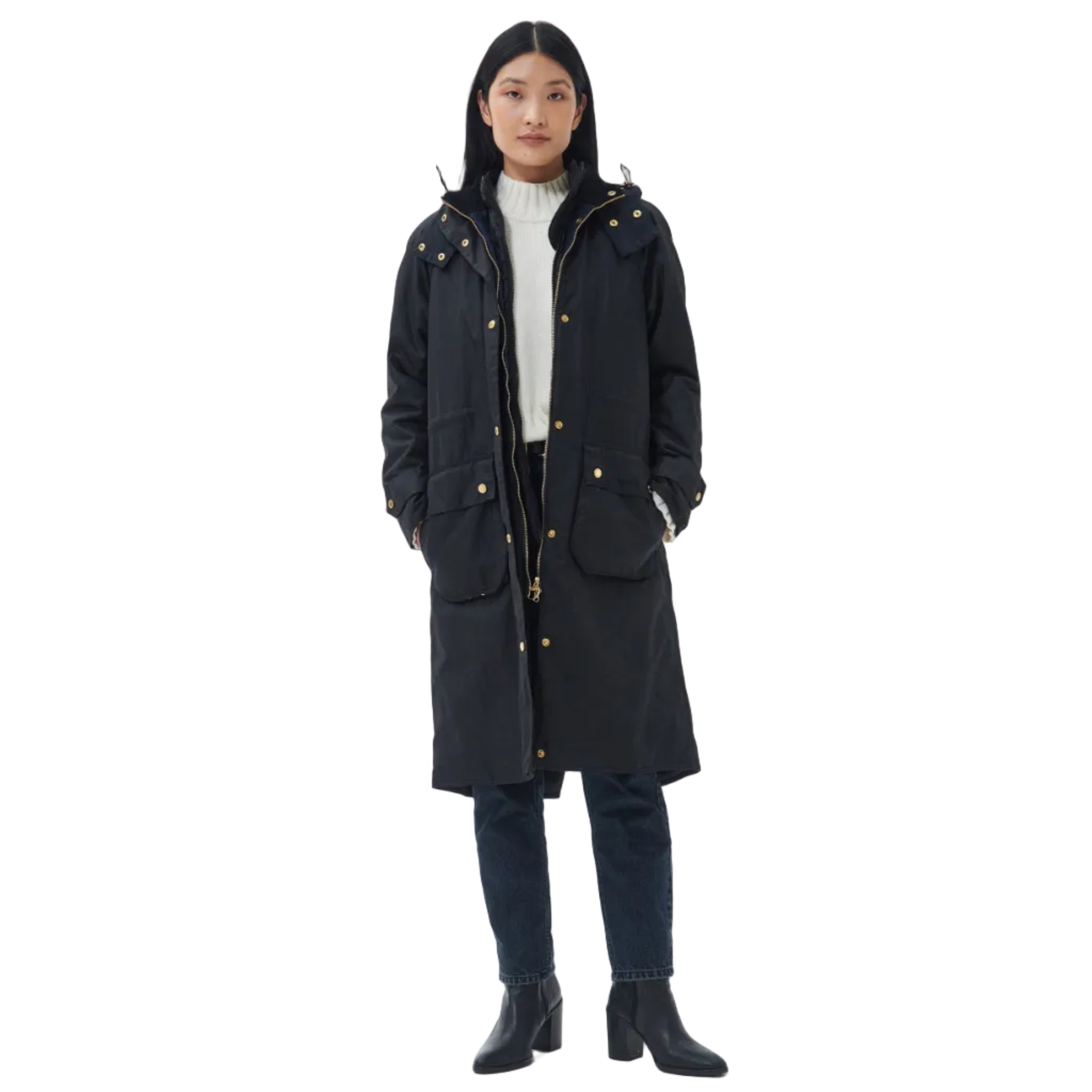 Barbour Womens Wax Jacket Long Cannich Black/Black