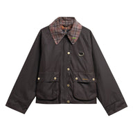 Barbour Womens Jacket Icons Tartan Collar Spey Wax Rustic