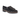 Black patent leather loafer with fringe detail, buckle strap and chunky sole