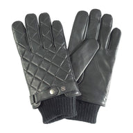 Barbour Mens Gloves Quilted Leather Black
