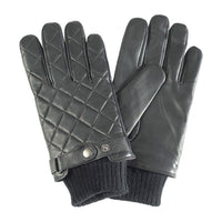 Barbour Mens Gloves Quilted Leather Black