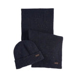 Barbour Mens Beanie/Scarf Carlton Fleck Gift Set Navy