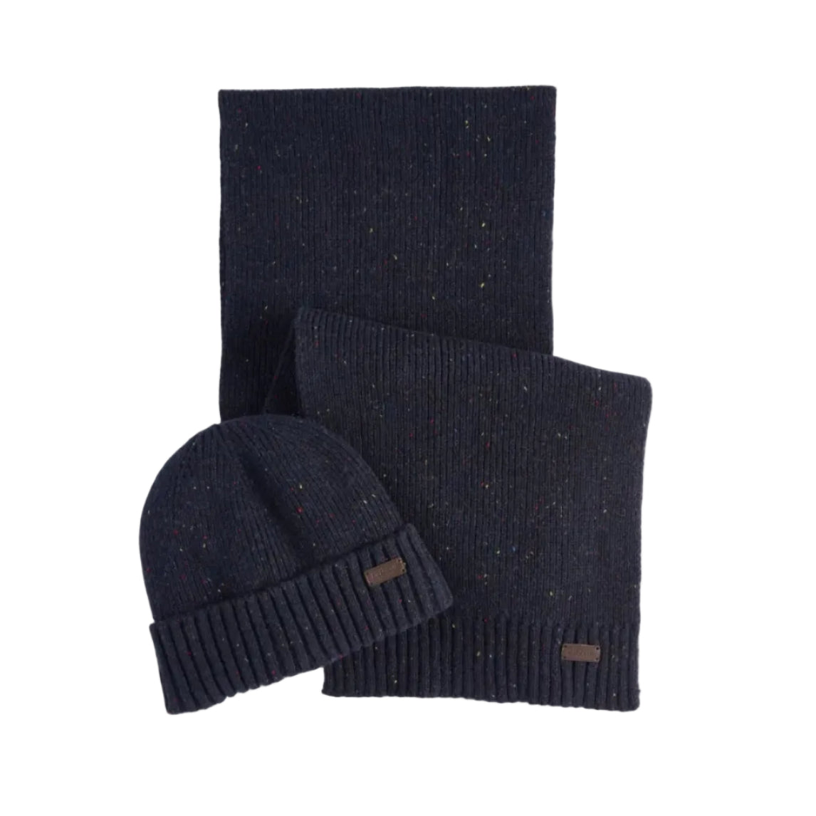 Barbour Mens Beanie/Scarf Carlton Fleck Gift Set Navy