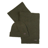 Barbour Mens Beanie/Scarf Carlton Fleck Gift Set Olive