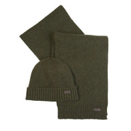 Barbour Mens Beanie/Scarf Carlton Fleck Gift Set Olive