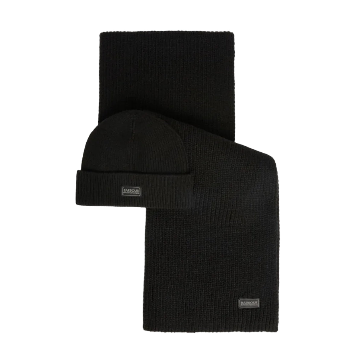 Barbour International Mens Beanie/Scarf Sweeper Legacy Gift Set Black