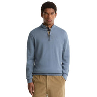 Barbour Mens Half Zip Cotton Knitted Jumper Tarn Blue