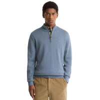Barbour Mens Half Zip Cotton Knitted Jumper Tarn Blue