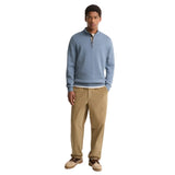 Barbour Mens Half Zip Cotton Knitted Jumper Tarn Blue