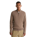 Barbour Mens Sweater Herringbone Knitted Half Zip Stone