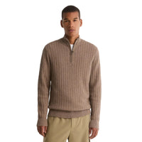 Barbour Mens Sweater Herringbone Knitted Half Zip Stone