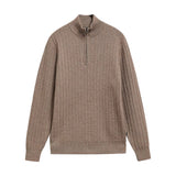 Barbour Mens Sweater Herringbone Knitted Half Zip Stone