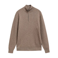 Barbour Mens Sweater Herringbone Knitted Half Zip Stone