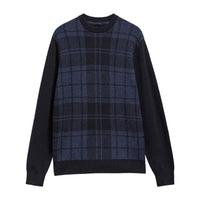 Barbour Mens Sweater Mineral Tartan Crew Navy