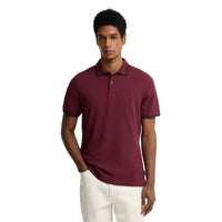 Barbour Mens Polo Lunan Tartan Trimmed Tailored Shirt Dark Bordeaux