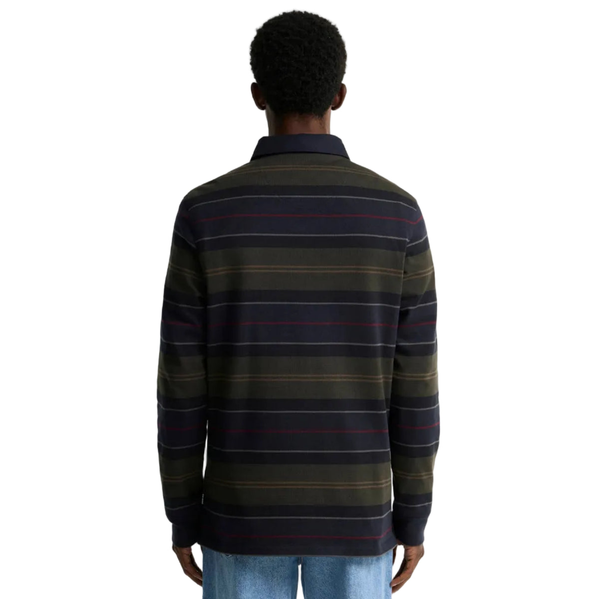 Barbour Frith men's navy tartan striped rugby shirt