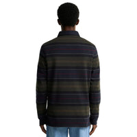 Barbour Mens Tartan Striped Rugby Shirt Frith Navy