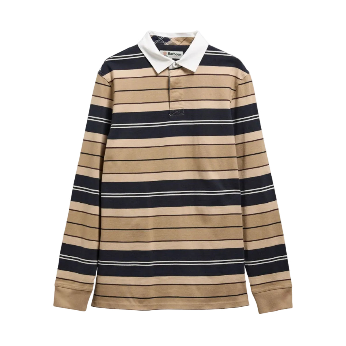Barbour Mens Shirt Frith Tartan Stripe Rugby Stone